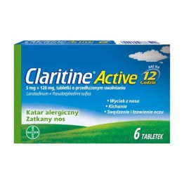 Кларитин Актив (Claritine Active) 5 мг+120 мг, 6 таблеток
