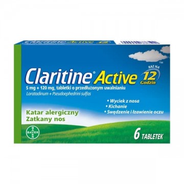 Кларитин Актив (Claritine Active) 5 мг+120 мг, 6 таблеток