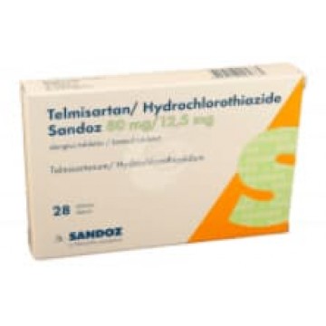 Телмисартан+гидрохлоротиазид (Telmisartan/Hydrochlorotiazid) Sandoz 80 мг/12.5 мг, 28 таблеток