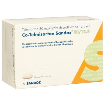 Телмисартан+гидрохлоротиазид (Telmisartan/Hydrochlorotiazid) Sandoz 80 мг/12.5 мг, 90 таблеток