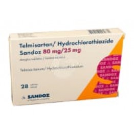 Телмисартан+гидрохлоротиазид (Telmisartan/Hydrochlorotiazid) Sandoz 80 мг/25 мг, 28 таблеток