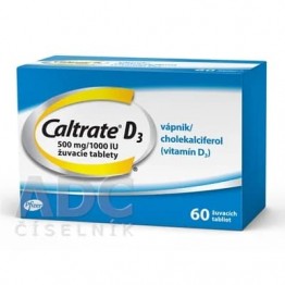 Кальтрат (Caltrate) Д3 500 мг/1000 МЕ, 60 жевательных таблеток