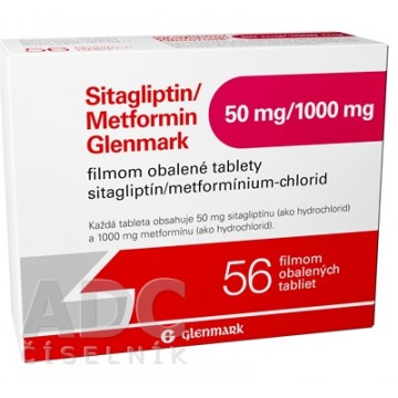 Ситаглиптин/Метформин Glenmark 50 мг/1000 мг, 56 таблеток